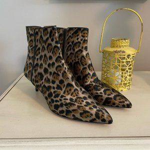 Aquazzura Quant Jacquard Leopard Booties Size 10.5